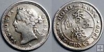 Strieborná minca 5 Centov 1900H Hong Kong VF, kráľovna Viktória