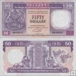 *50 hongkongských dolárov HongKong 1985-1992 HSBC P193 UNC