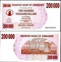 *200 000 dolárov Zimbabwe 2007, P49 UNC