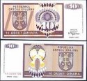 *10 Dinárov Chorvátsko 1992 R1 UNC, Srbská Krajina