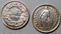 Strieborná minca 1/2 Frank 1950 Švýcarsko VF, Helvetia