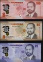 *20+50+100 Meticias Mozambik 2024, polymer P155-7 UNC