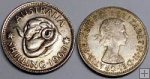 Strieborná minca 1 Šiling Austrália 1960 VF, Alžbeta II.