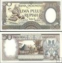 *50 Rupií Indonésie 1958, P58 AU/UNC