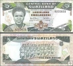 *5 Emalangeni Swaziland 1987, P14 UNC