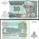 *10 Noveaux Zaires Zaire 1993, P54 UNC