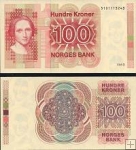 *100 nórskych korún Nórsko 1983-2001, P43 UNC