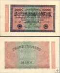 *20 000 nemeckých mariek Nemecko 1923 P95 UNC, Reichsbanknote