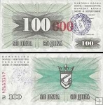 *100 000 Dinárov Bosna a Herzegovina 1993, P56f UNC