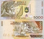 *5000 Leke Albánsko 1996, P66 UNC