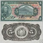 *5 Bolivianos Bolívia 1928, P128 F