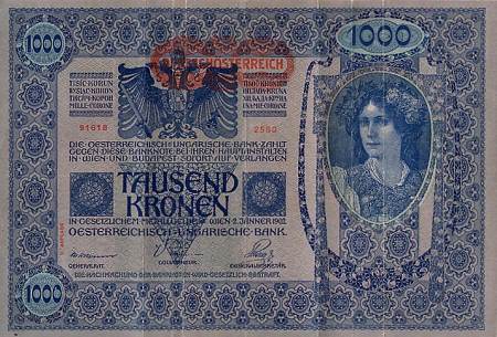 *1000 Kronen RAKÚSKO 1919, razítko P61 AU - Kliknutím na obrázok zatvorte -