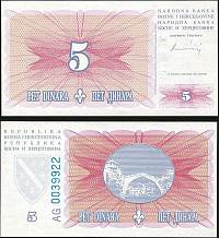 *5 Dinárov Bosna a Hercegovina 1994, P40 UNC - Kliknutím na obrázok zatvorte -