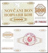 *5000 Dinara Bosna Hercegovina 1992, P9b UNC Fojnica - Kliknutím na obrázok zatvorte -