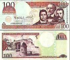 *100 Pesos Oro Dominikánska Republika 2001-4, P171 UNC - Kliknutím na obrázok zatvorte -