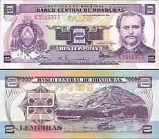 *2 Lempiras Honduras 1976 P61 UNC, pamätná - Kliknutím na obrázok zatvorte -