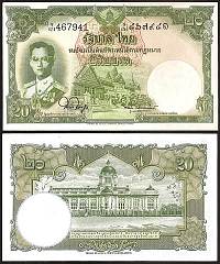 *20 Bahtov Thajsko 1953, P77d UNC, Rama IX - Kliknutím na obrázok zatvorte -