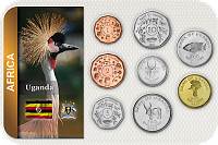 Sada 8 ks mincí Uganda 1-500 šilingov 1987-2009 v blistri UNC - Kliknutím na obrázok zatvorte -